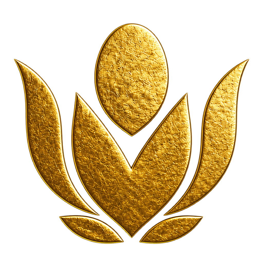 The MBALI seal — a cast, 24-carat gold medallion with the Mbali flower pierced clean through its centre